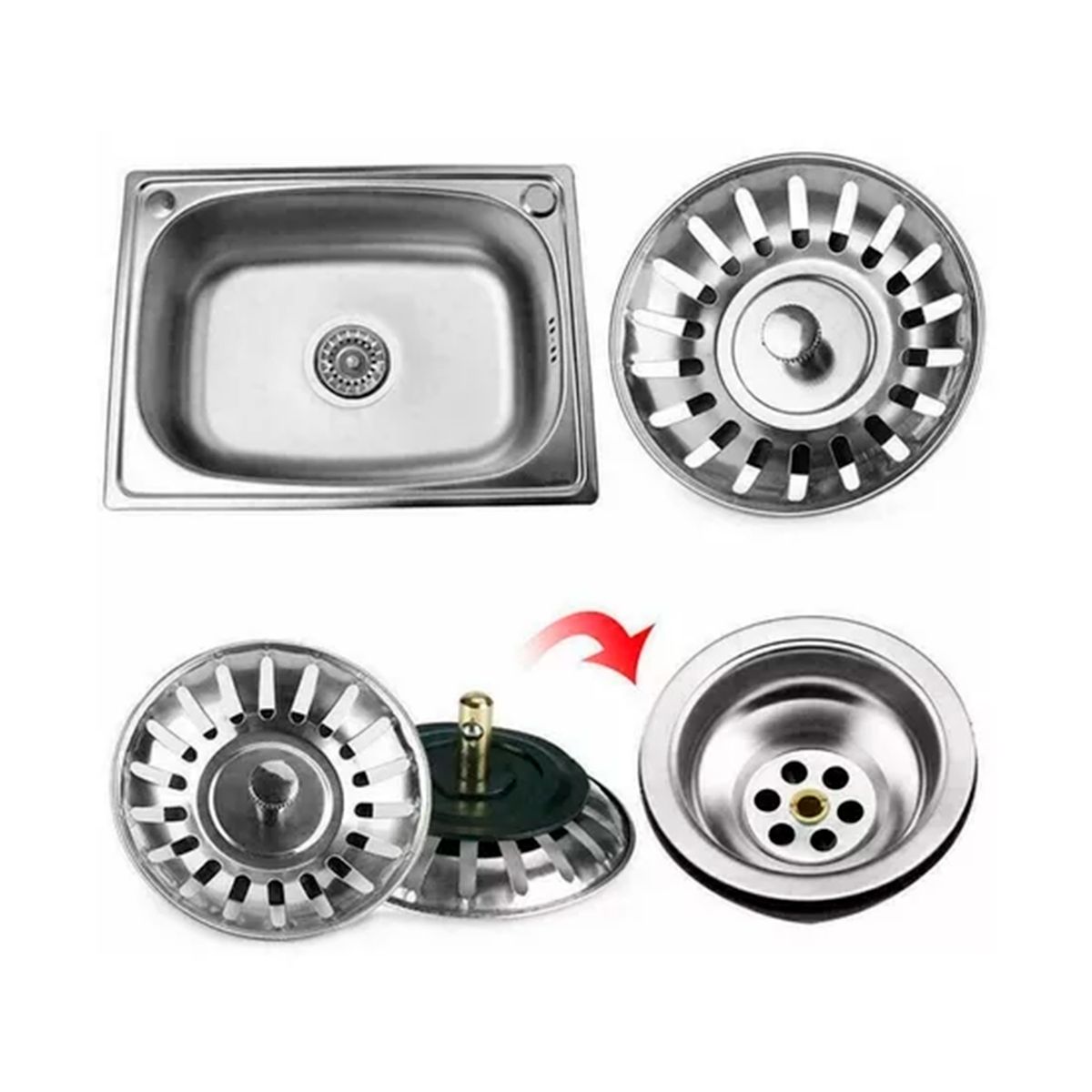 GENERICO - Tapon Metalico Colador Para Lavaplatos Fregadero