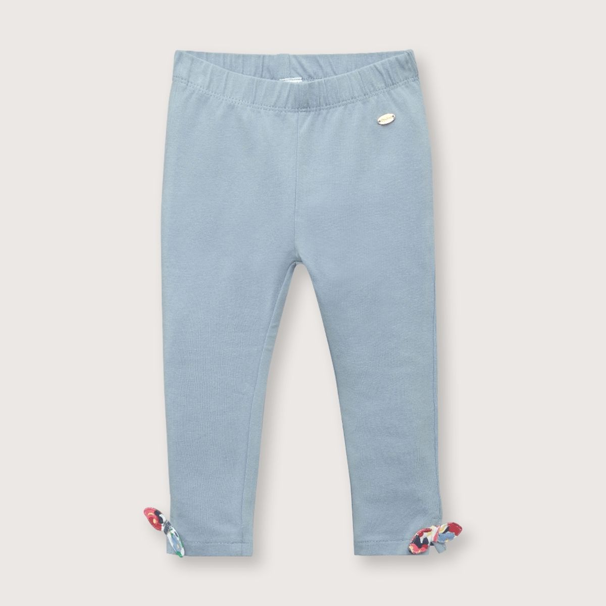 OPALINE - Calza de niña moñitos lisa Denim (6M - 4A)
