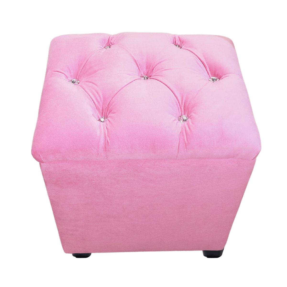 GENERICO - Pouf Baul Capitone Rosado Diamante Felpa 40x33x50 Rimar