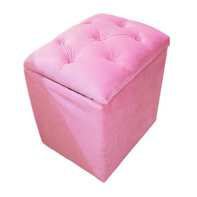Imagen 2 del producto Pouf Baul Capitone Rosado Diamante Felpa 40x33x50 Rimar