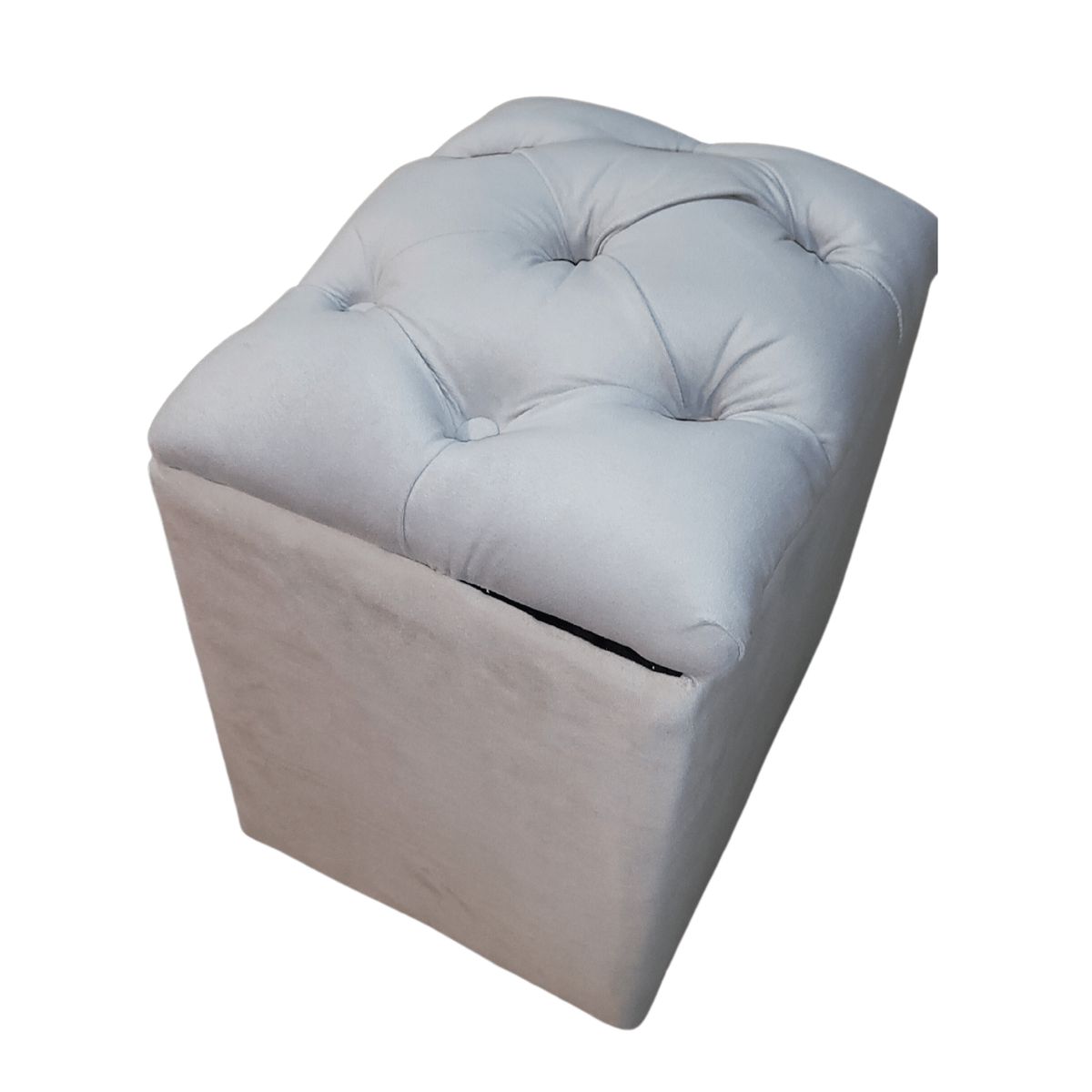 GENERICO - Pouf Baul Capitone Gris Perla Felpa 40x33x50 Rimar