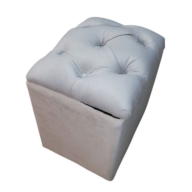 GENERICO - Pouf Baul Capitone Gris Perla Felpa 40x33x50 Rimar