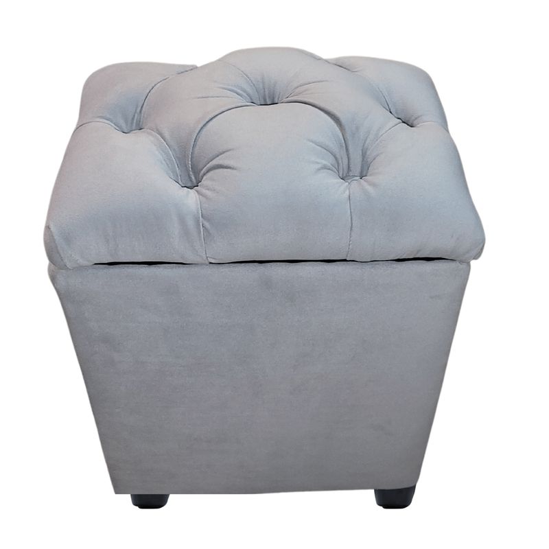 GENERICO - Pouf Baul Capitone Gris Perla Felpa 40x33x50 Rimar