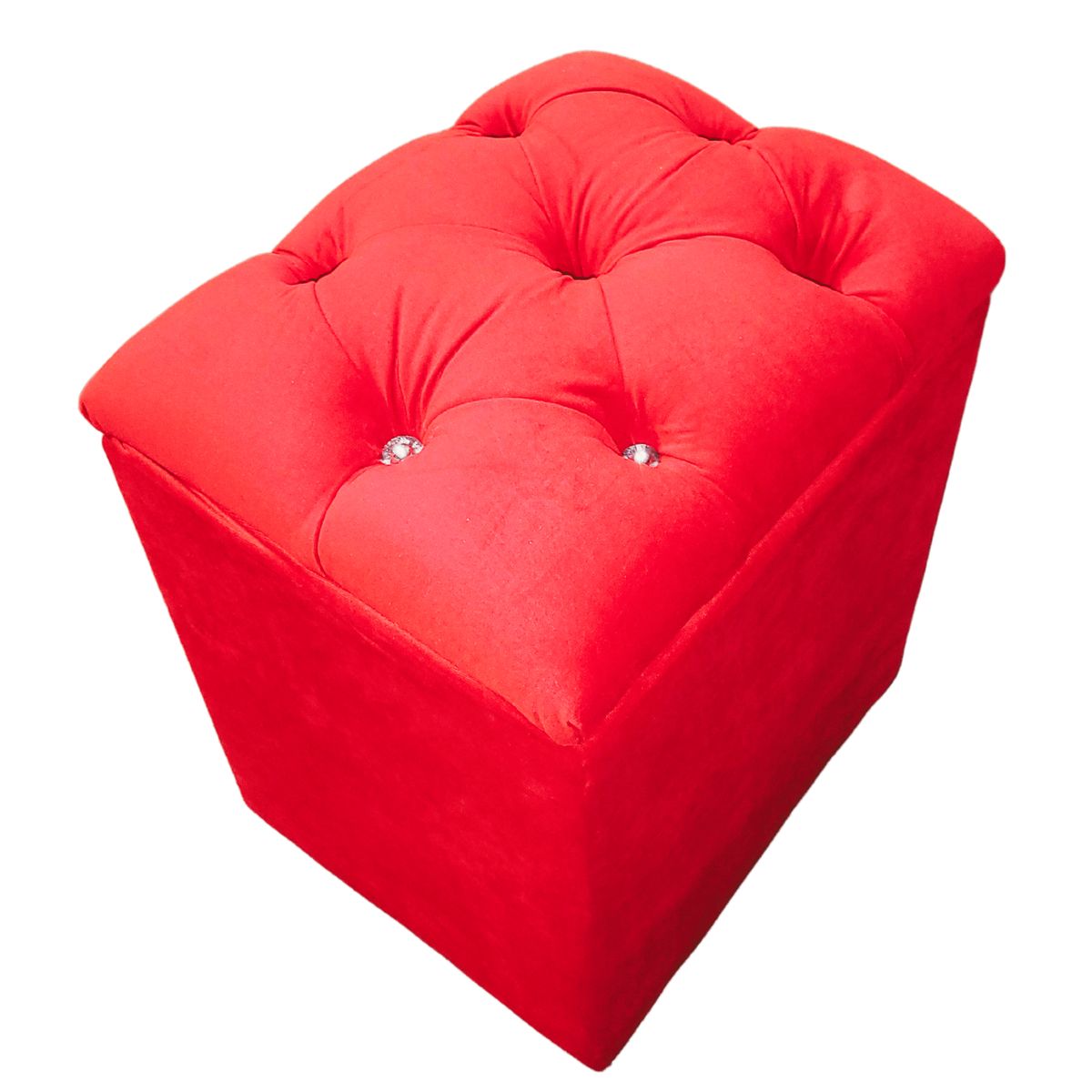 GENERICO - Pouf Baul Capitone Rojo Diamante Felpa 40x33x50 Rimar