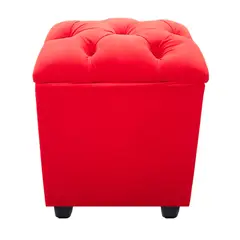GENERICO - Pouf Baul Capitone Rojo Diamante Felpa 40x33x50 Rimar