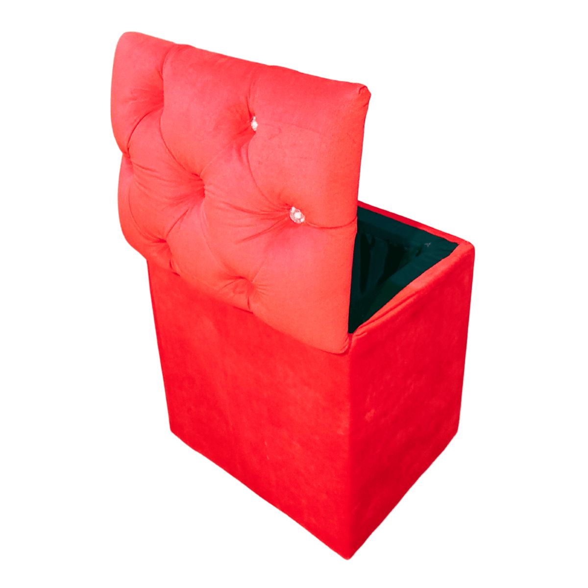 GENERICO - Pouf Baul Capitone Rojo Diamante Felpa 40x33x50 Rimar