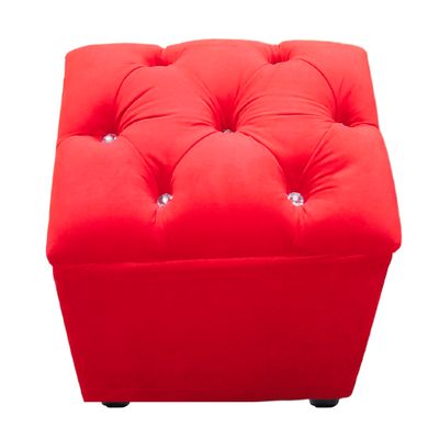 Imagen 2 del producto Pouf Baul Capitone Rojo Diamante Felpa 40x33x50 Rimar