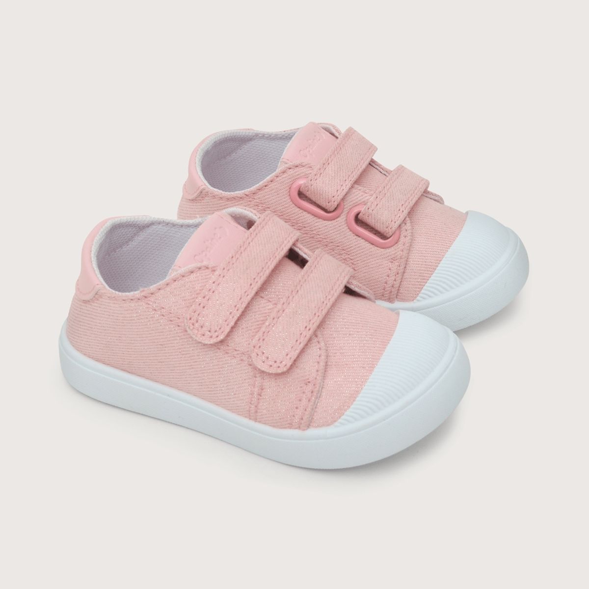 OPALINE - Zapatilla de niña urb lona doble velcro rosado (18-21)