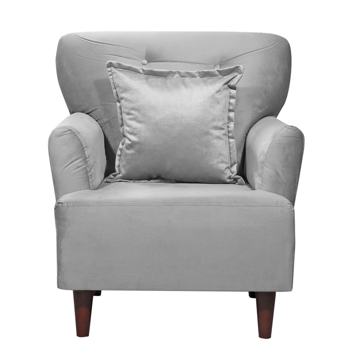 MASEL - Sillon 1c York Felpa Gris   75x55x95