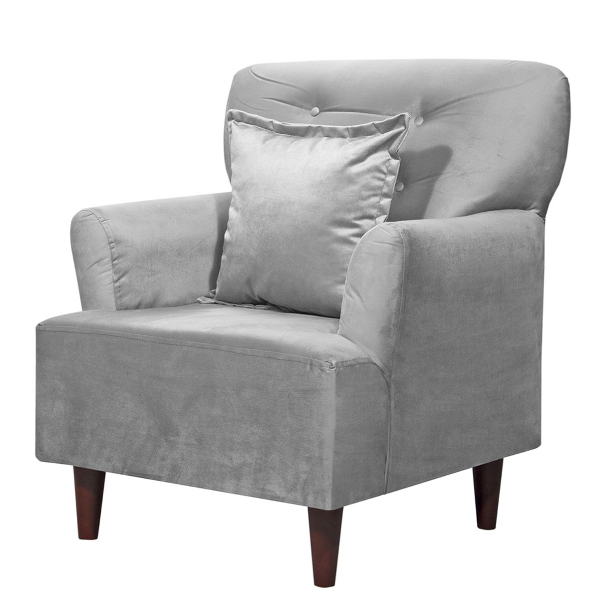 MASEL - Sillon 1c York Felpa Gris   75x55x95