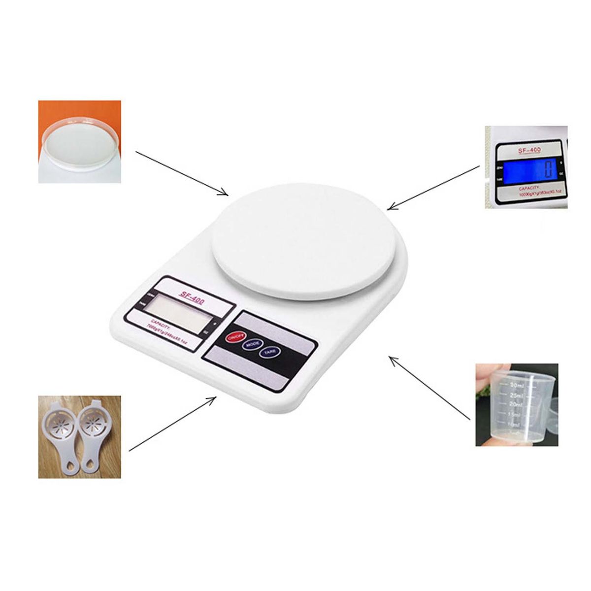 CRUSEC - Balanza Pesa Gramera Digital Para Comercio 7 kg con Pilas