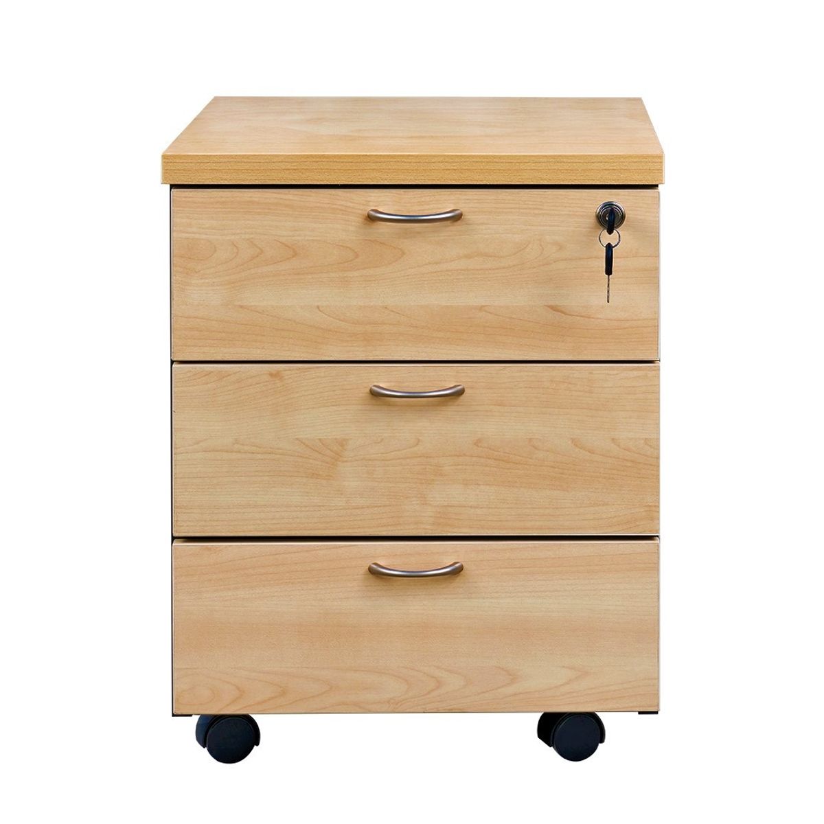 Cajonera Laminado Compacto con Llave y Ruedas Color Maple y Grafito, marca GENERICO - Foto Principal