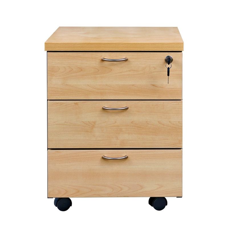 GENERICO - Cajonera Laminado Compacto con Llave y Ruedas Color Maple y Grafito