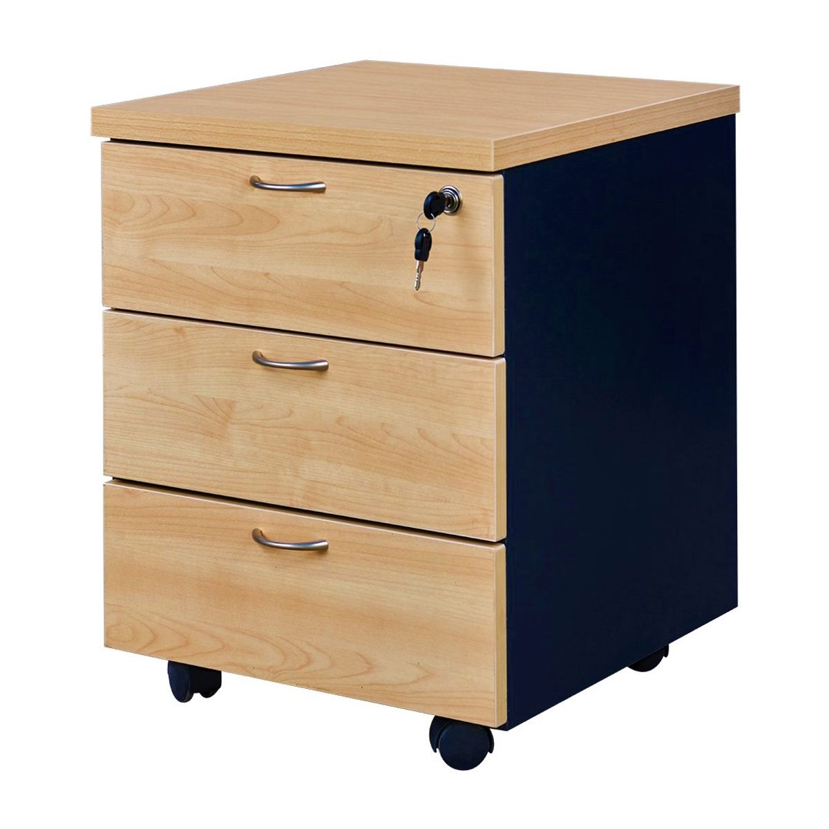 Cajonera Laminado Compacto con Llave y Ruedas Color Maple y Grafito, marca GENERICO - Foto 2