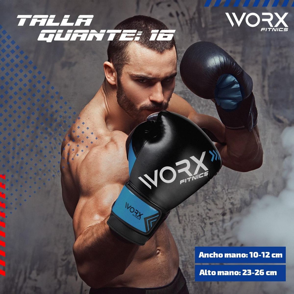WORX - Guantes Box Boxeo Profesional Worx Unisex Entrenamiento - Azul - 16 OZ