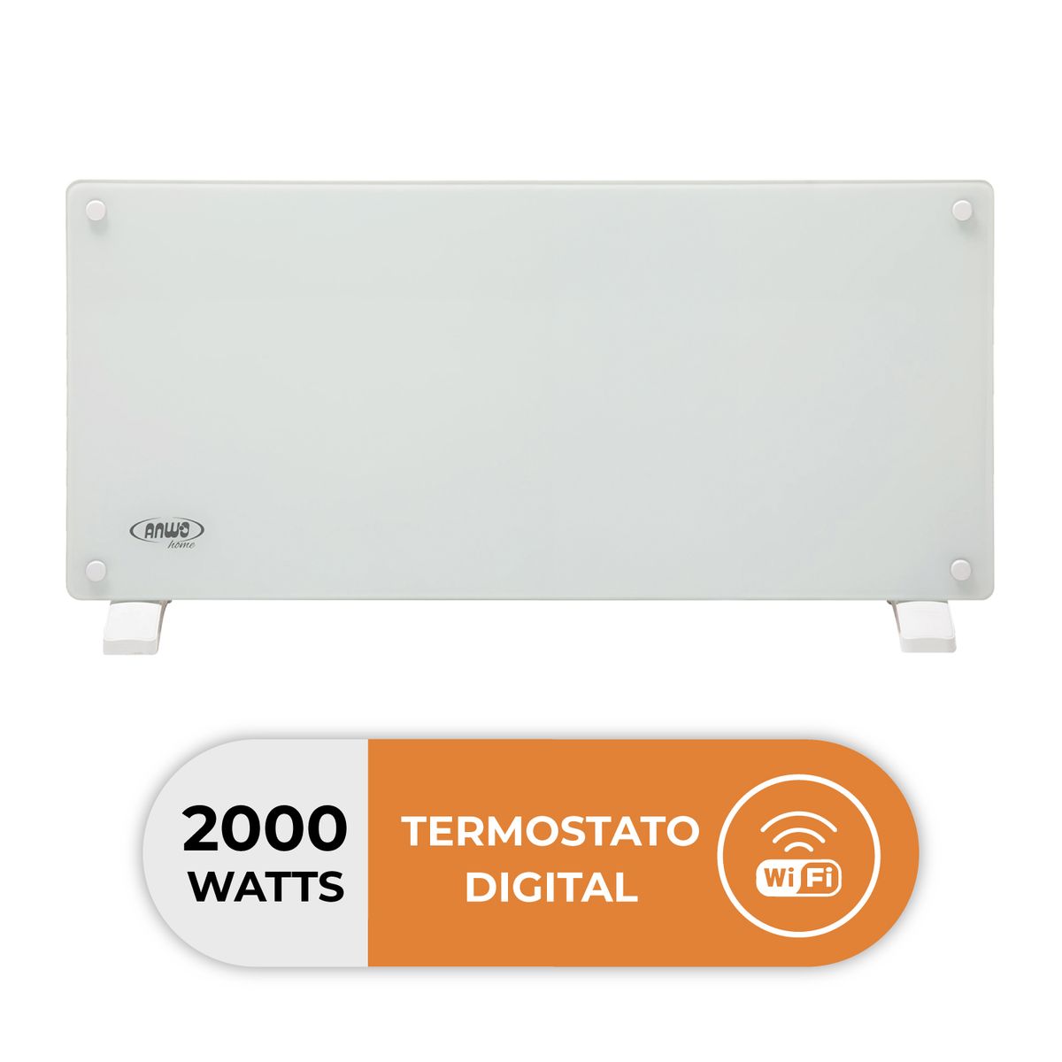 ANWO - Estufa Eléctrica Anwo Panel Convectivo Vidrio con Wifi 2000 W Programable NDFL2000V