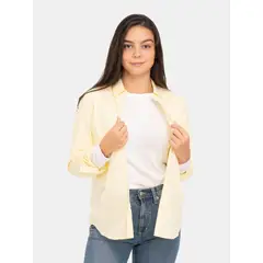 GAP - Camisa Mujer Algodón Manga Larga Amarillo