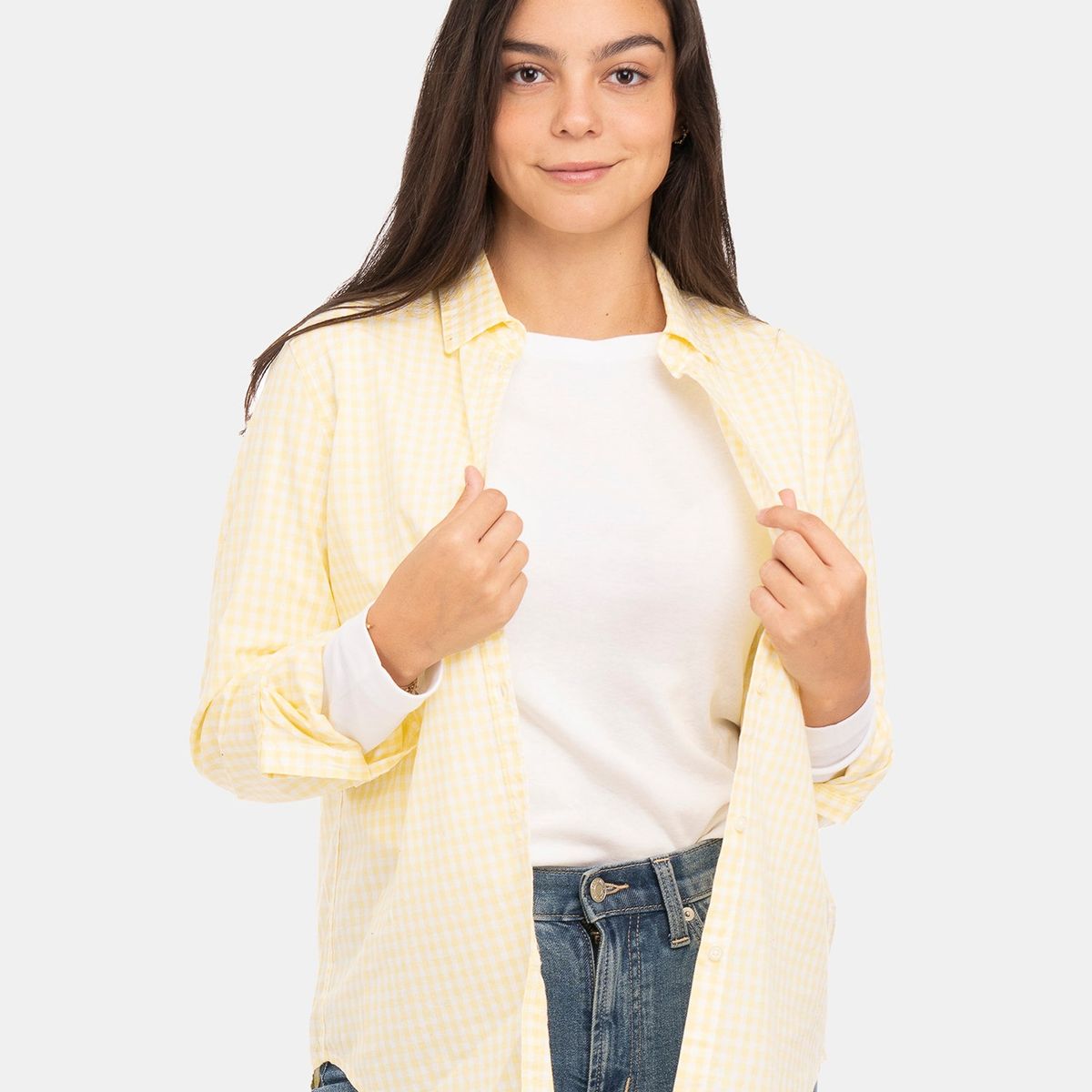 GAP - Camisa Mujer Algodón Manga Larga Amarillo GAP