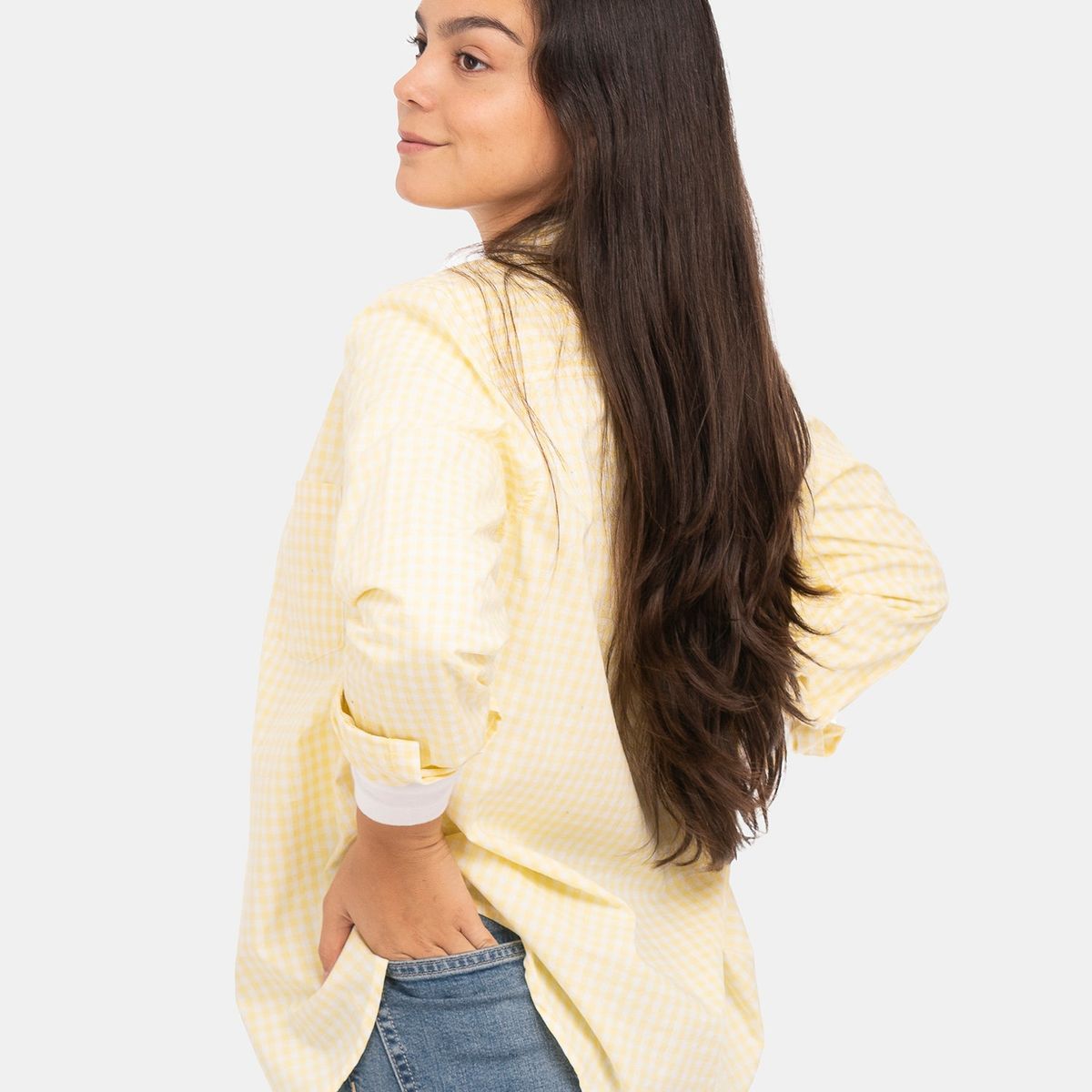 GAP - Camisa Mujer Algodón Manga Larga Amarillo GAP