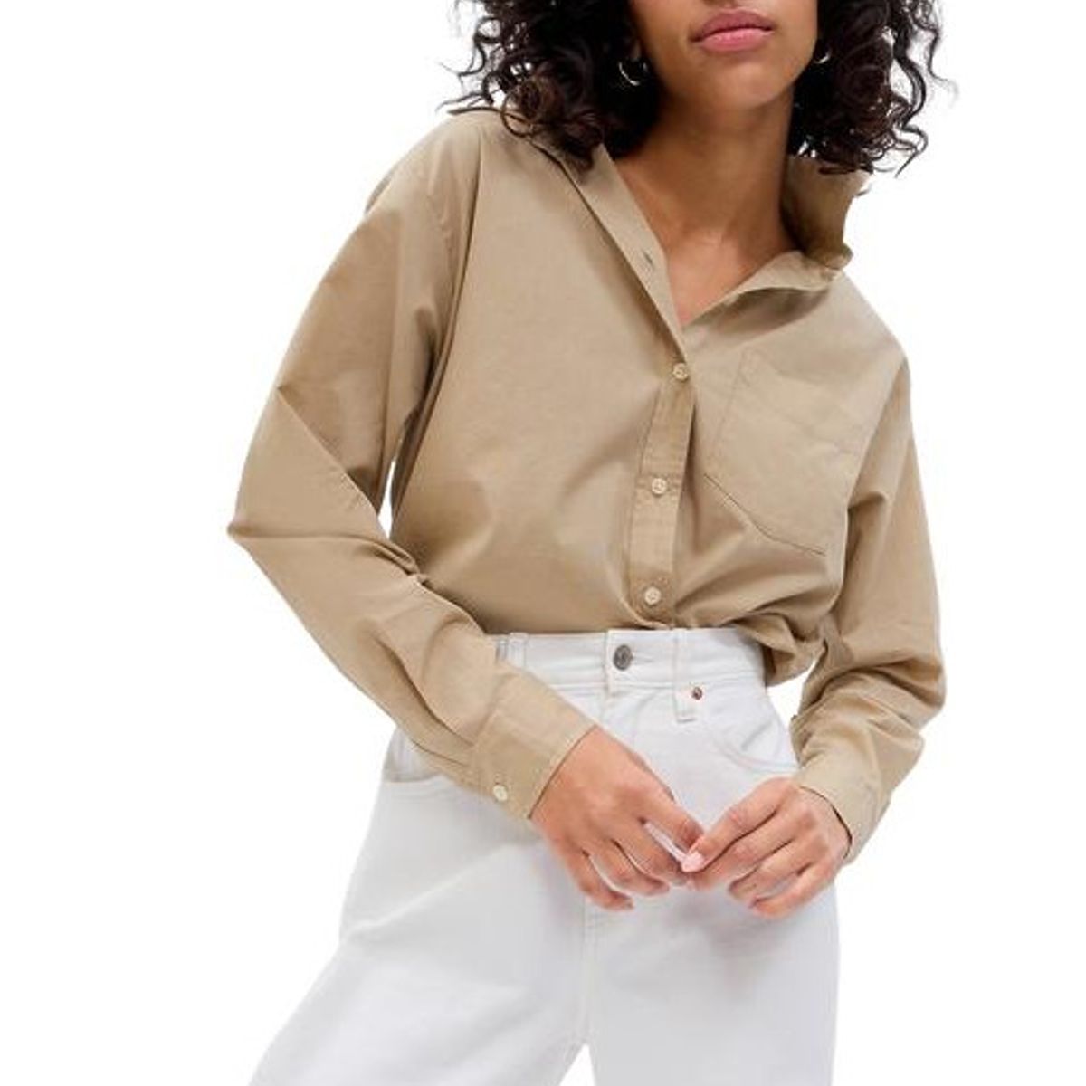 GAP - Camisa Poplin Oversize Café GAP