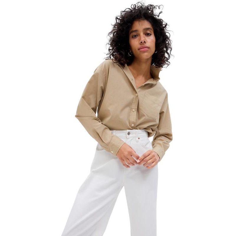 GAP - Camisa Poplin Oversize Café GAP