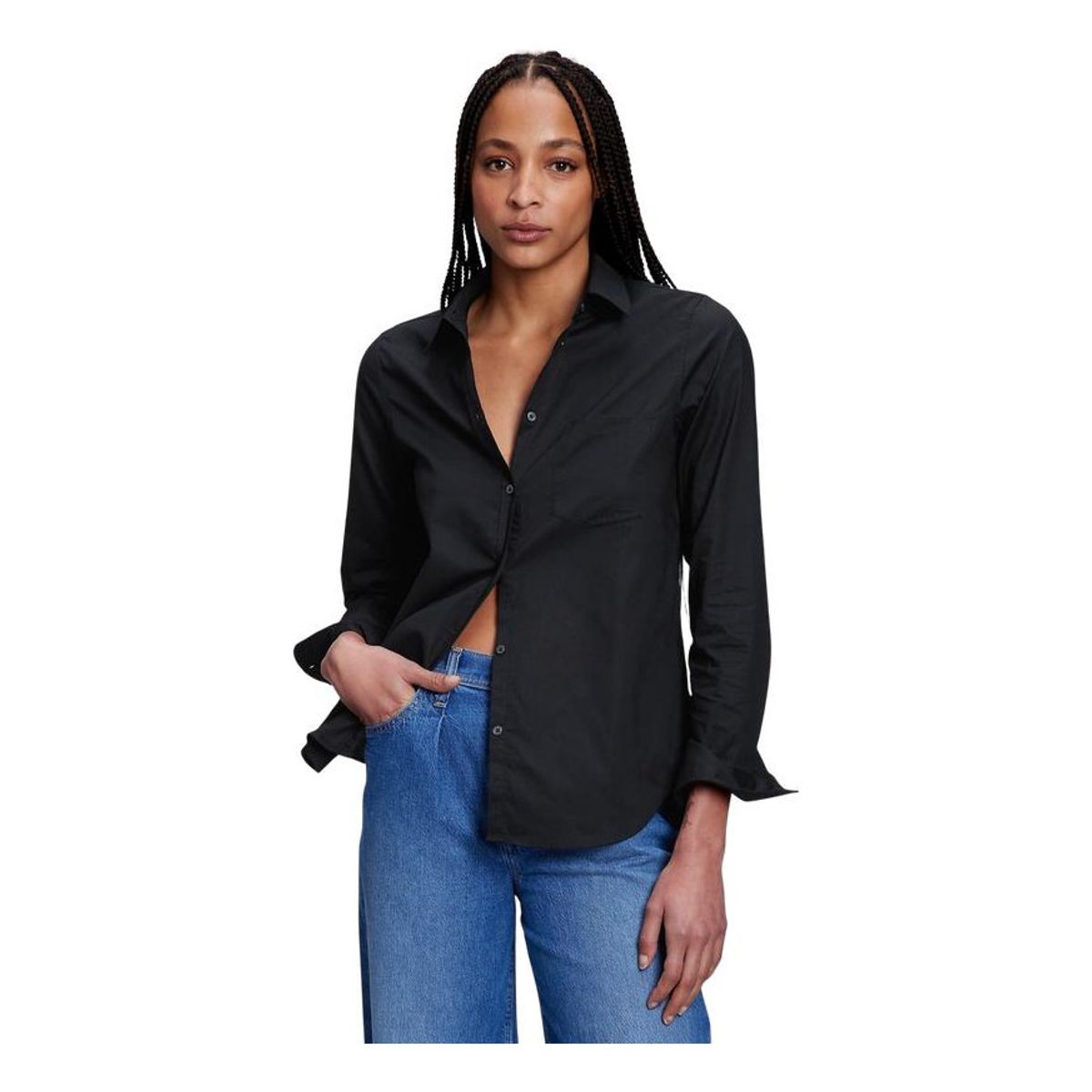 GAP - Blusa GAP Mujer Basic Algodón Negro