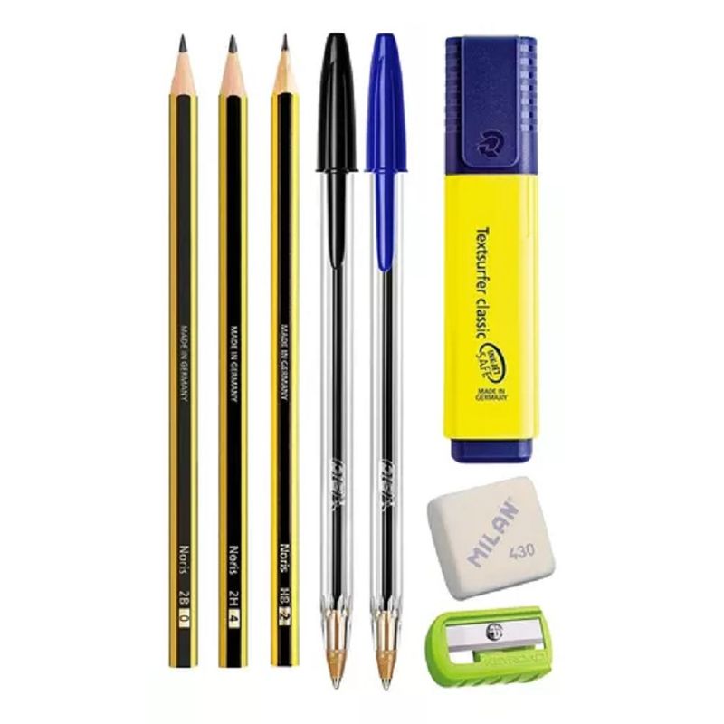 GENERICO - Set 3 Lapiz Boiigrafos Sacapunta Destacador Goma 279017