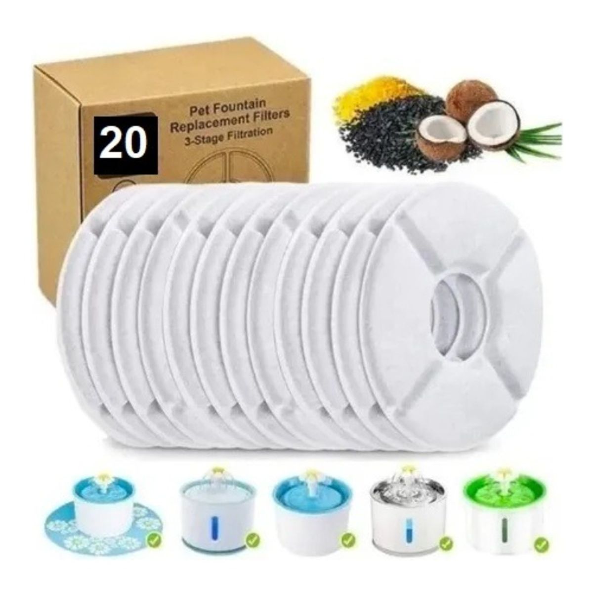 U BUY - Pack X20 Filtros Bebedero Fuente D Agua Eléctrico Gato Perro