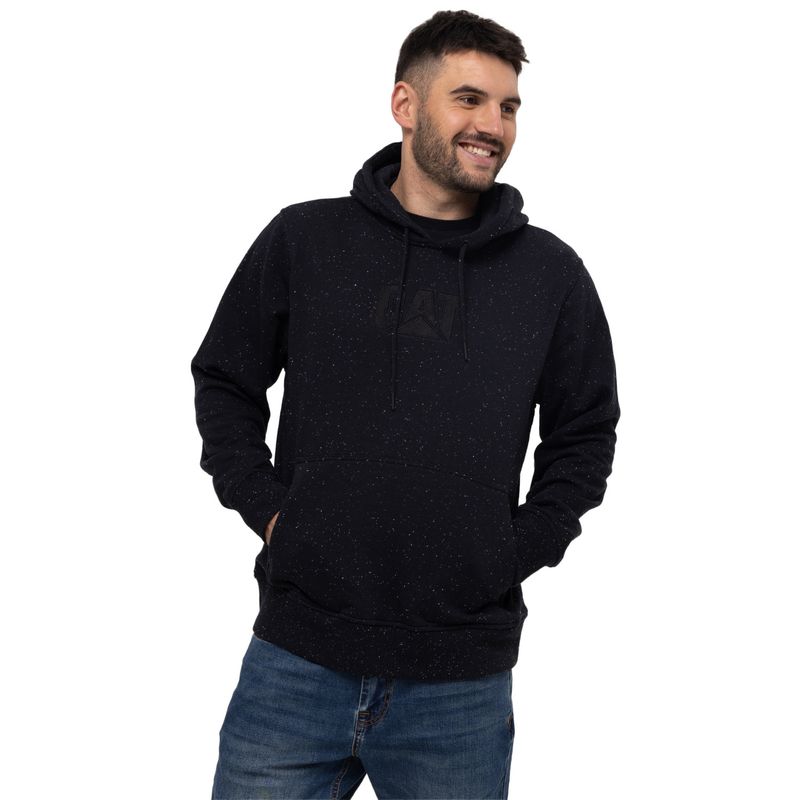 CAT - Polerón Unisex Fleece Cat Logo Pullover Negro CAT