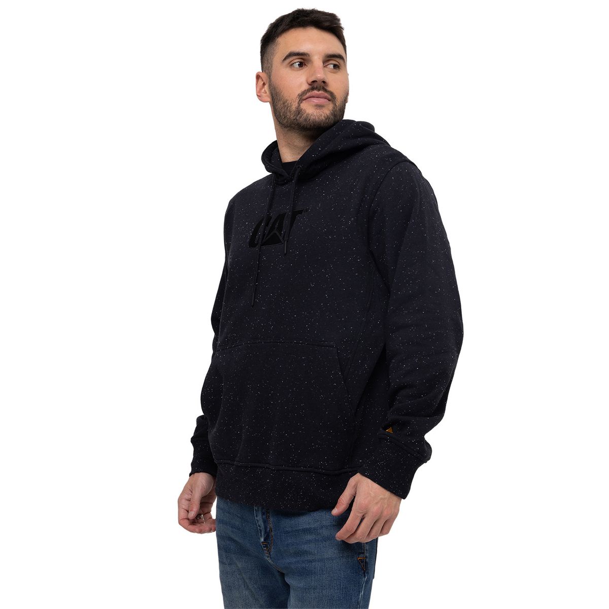 CAT - Polerón Unisex Fleece Cat Logo Pullover Negro CAT