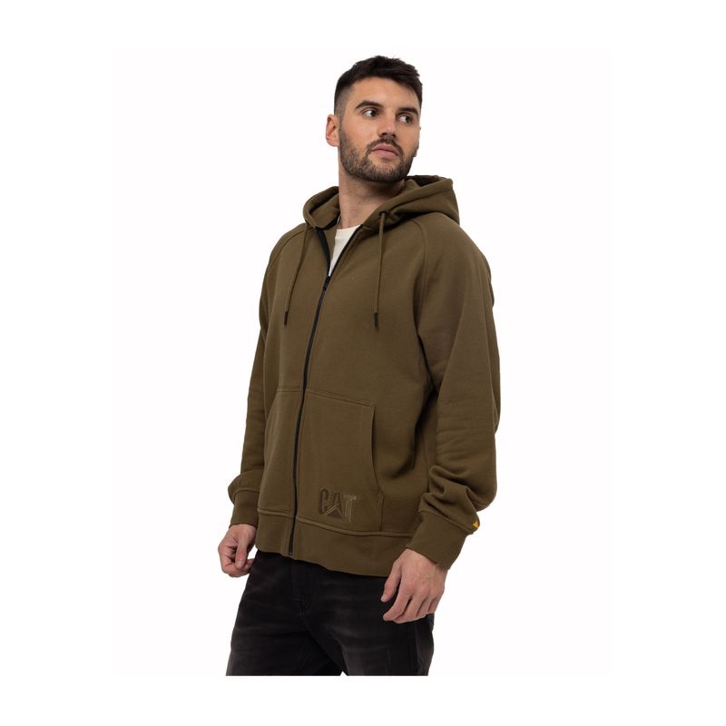 CAT - Polerón Fleece Logo Full Verde Hombre CAT