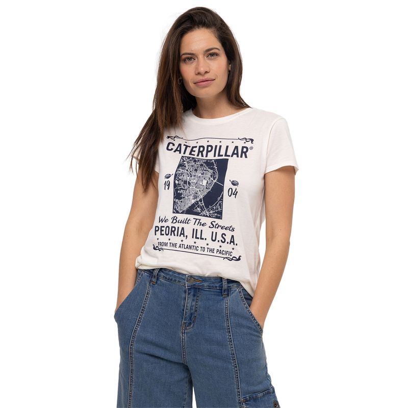 CAT - Polera M/C W We Built The Stree Blanco Mujer CAT