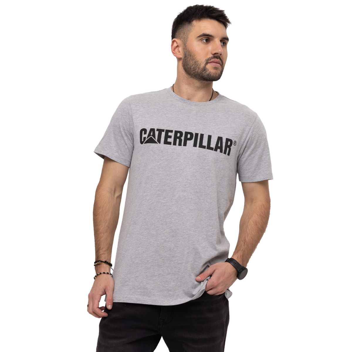 CAT - Polera manga corta Caterpillar Logo Tee Gris Hombre CAT