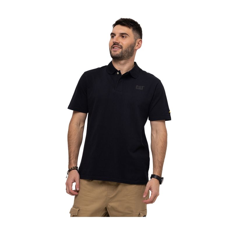 CAT - Polo Logo Pique Polo Negro Hombre CAT