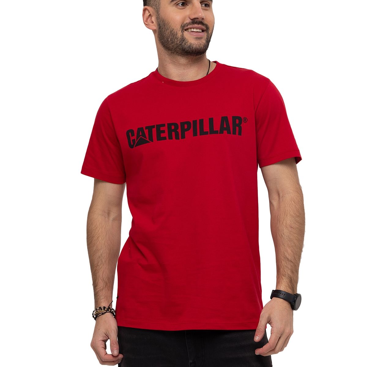 CAT - Polera manga corta Caterpillar Logo Tee Rojo Hombre CAT
