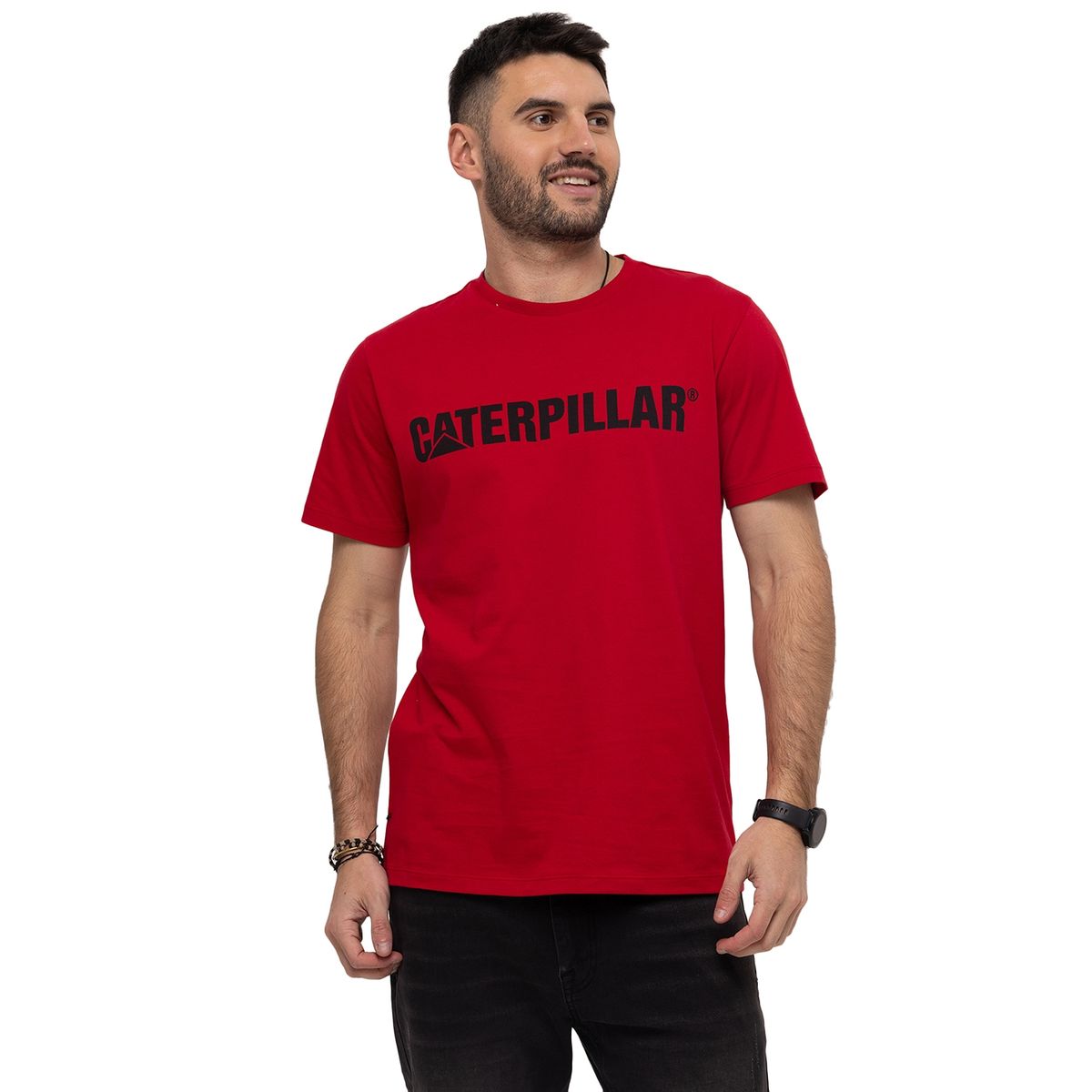 CAT - Polera manga corta Caterpillar Logo Tee Rojo Hombre CAT