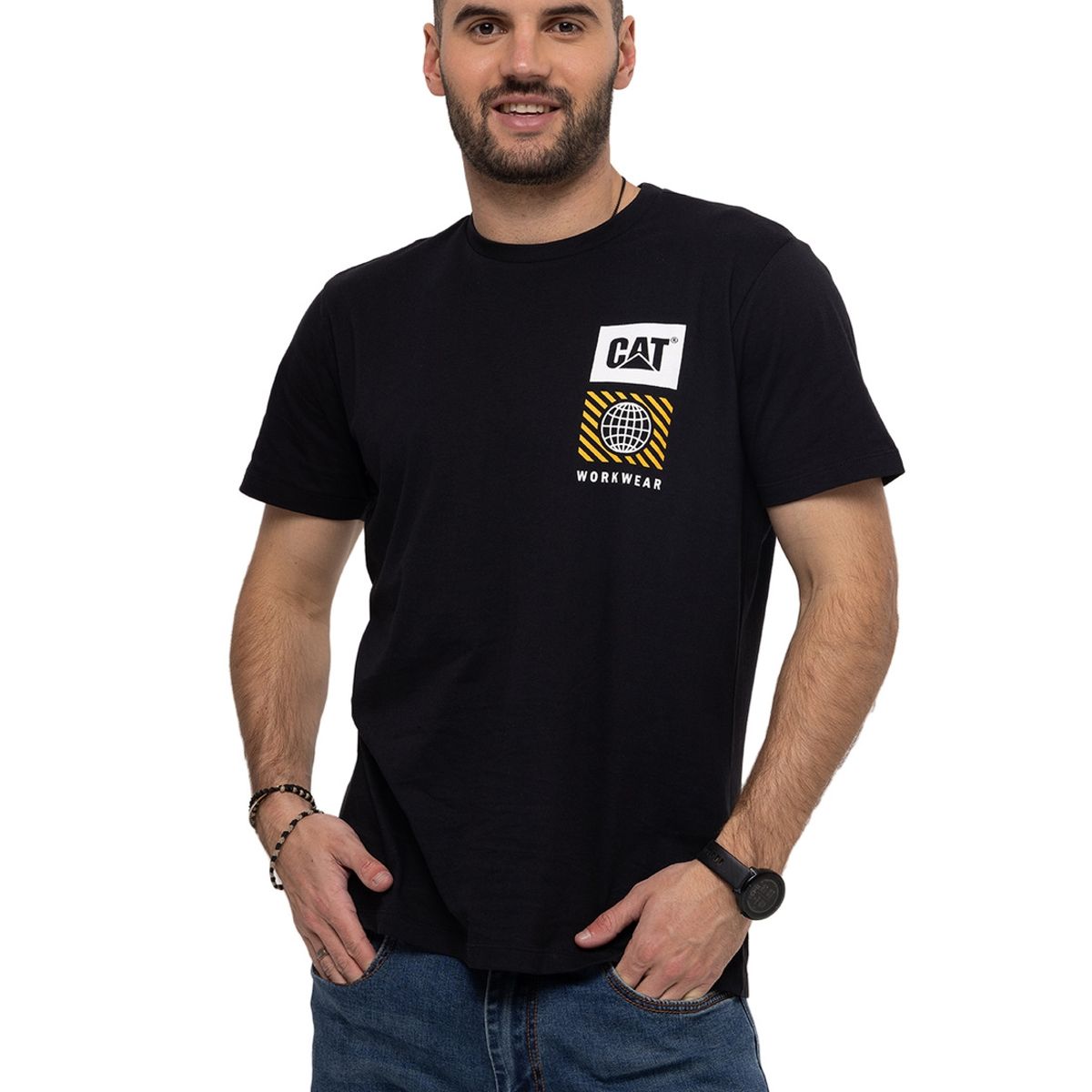 CAT - Polera M/C Workwear Heritage 1 Negro Hombre CAT