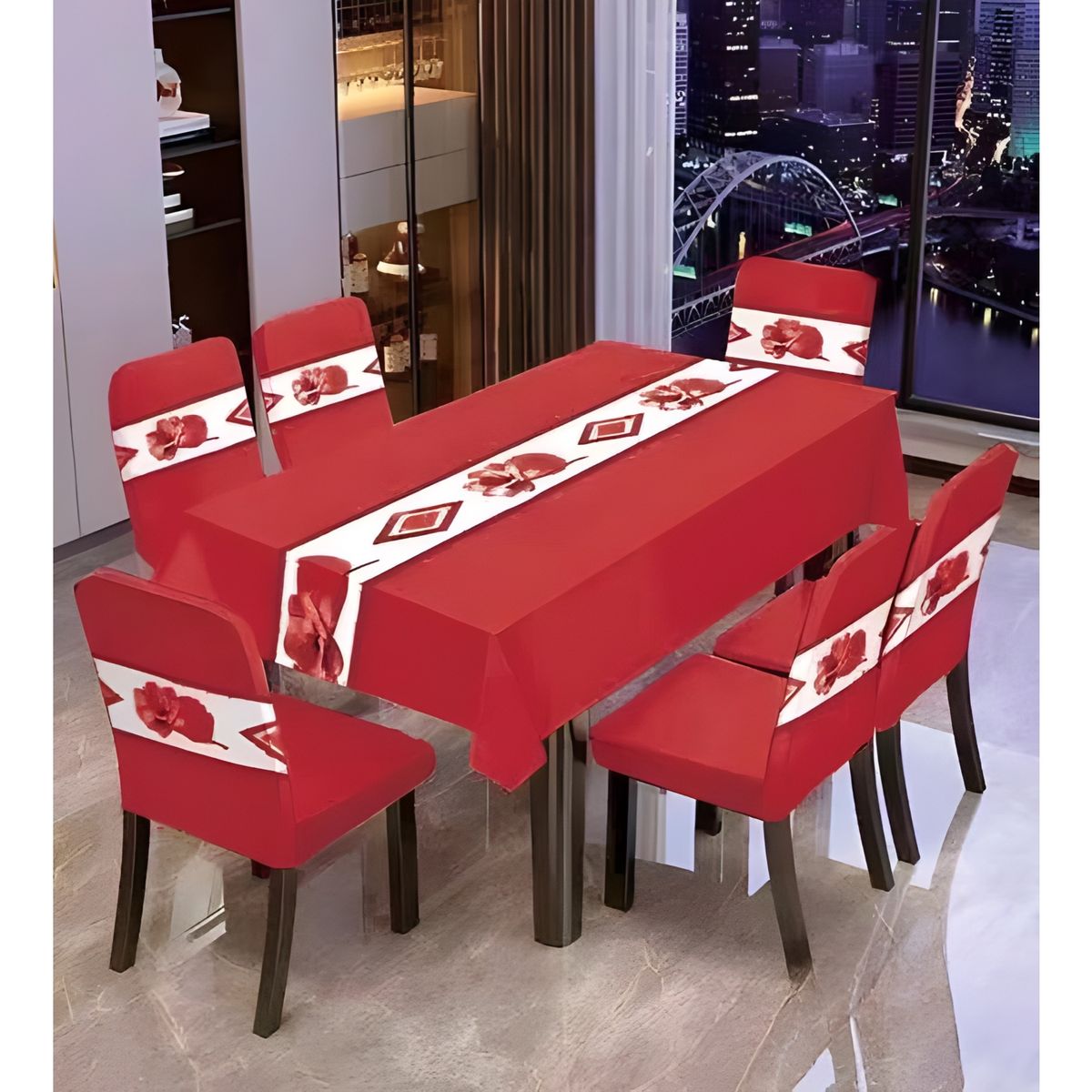 GENERICO - Mantel con 6 Fundas de Sillas elasticadas GENERICO