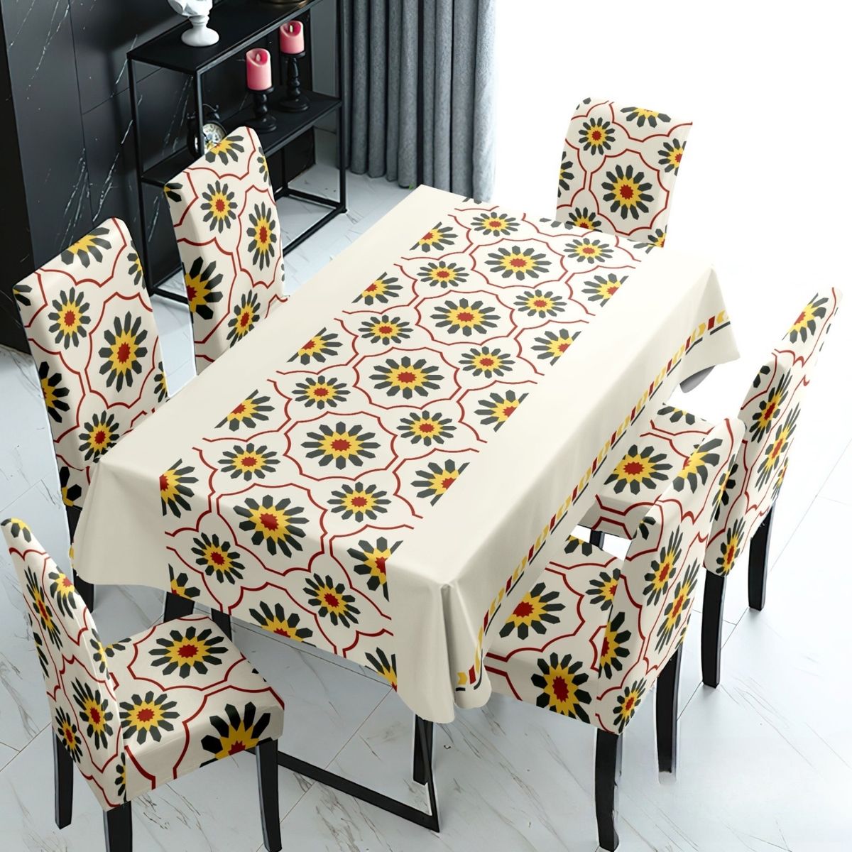 GENERICO - Mantel con 6 Fundas de Sillas elasticadas