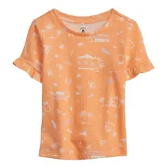 GAP - Polera Ruffle Print Naranjo