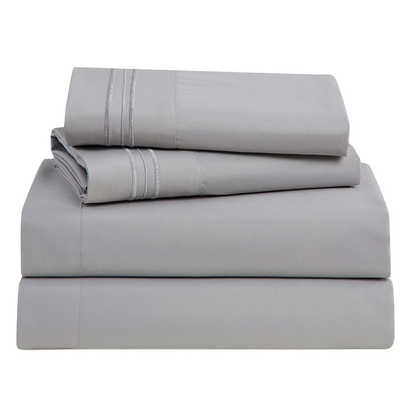 CASATUA - Sabana 1800 Hotel Ultra Suave Funda Bordada - Gris - king