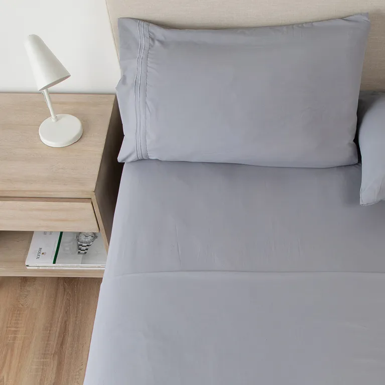 Sabana Hotel Ultra Suave Funda Bordada - Gris - 1,5 plazas Gris 2 PLAZAS