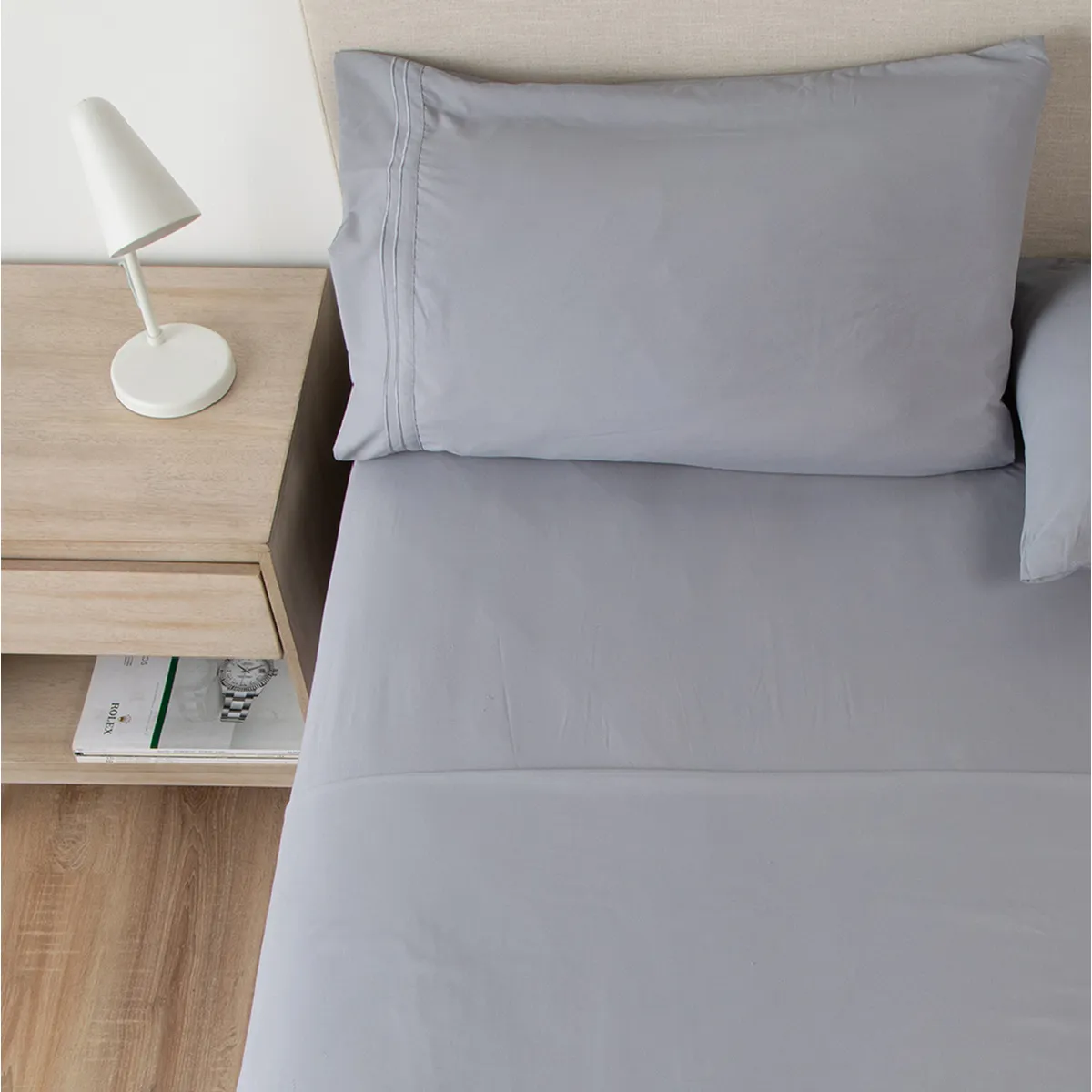 CASATUA - Sabana 1800 Hotel Ultra Suave Funda Bordada - Gris - 1,5 plazas