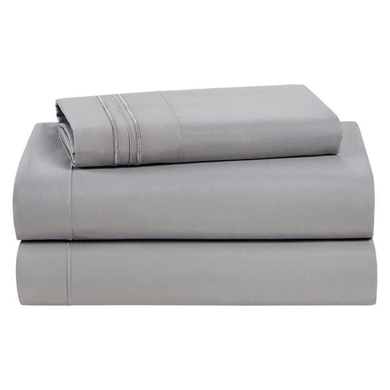 CASATUA - Sabana 1800 Hotel Ultra Suave Funda Bordada - Gris - 1,5 plazas
