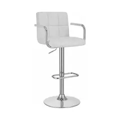 GLOBAL LATIN GROUP - Piso Bar con Respaldo Cuadrado y Posa Brazos - Blanco