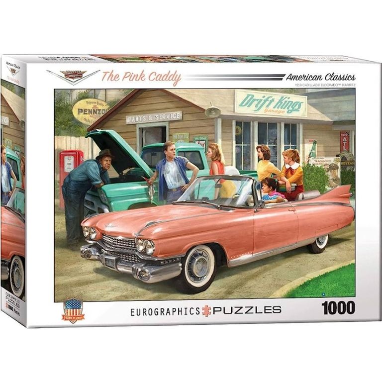 Puzzle Eurographics 1000 Pezzi: Pink Caddy Cadillac Rosa Anni '50, Formato 48,9x67,6 Cm - 4