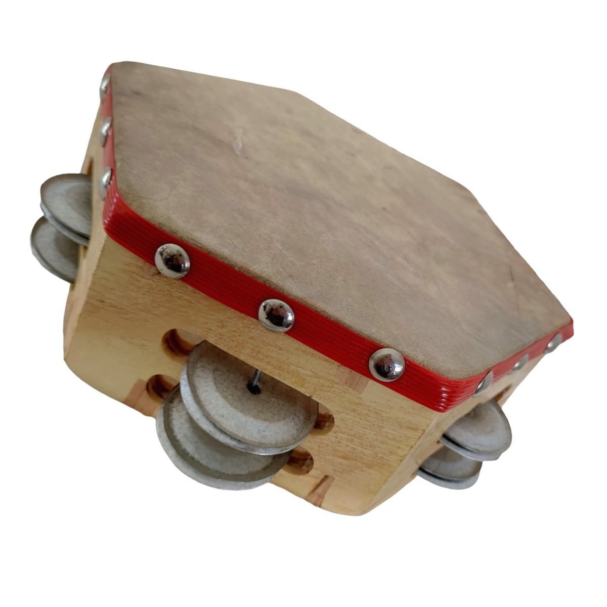 CASTELLON - Pandero 8" Hexagonal Castellon HEXA-4010 Rojo.