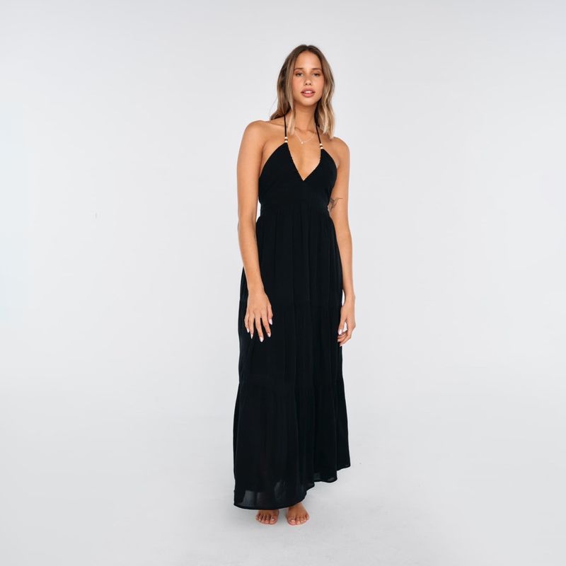 LOUNGE - Vestido Mujer Amarras Negro LOUNGE