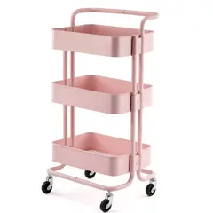 GENERICO - Carro Ayudante Plastico Para PeluqueriaBarberia Color Rosa