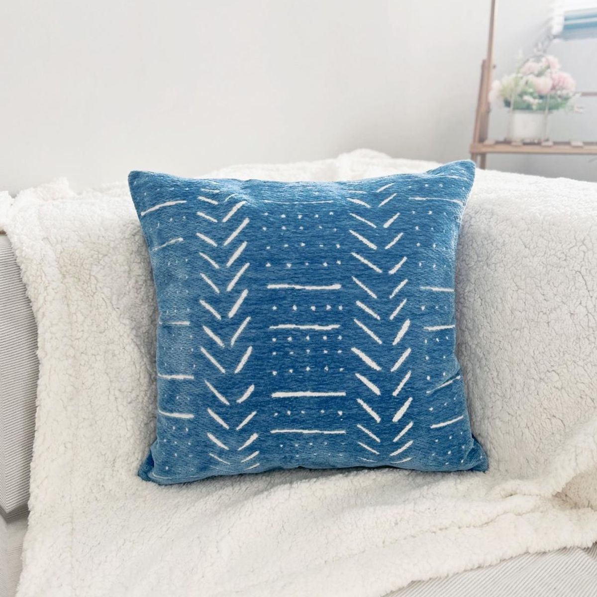 GENERICO - Funda De Cojin Modelo Chenille Geometrico Decorativa - Azul - 45